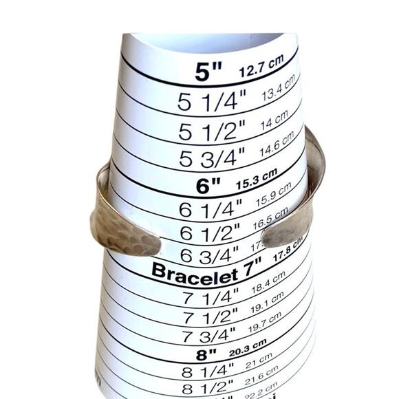 Hammered 925 Silver Bracelet Wave Bone Cuff Raised Wrist Mexico Modernist Boho - Picture 9 of 12